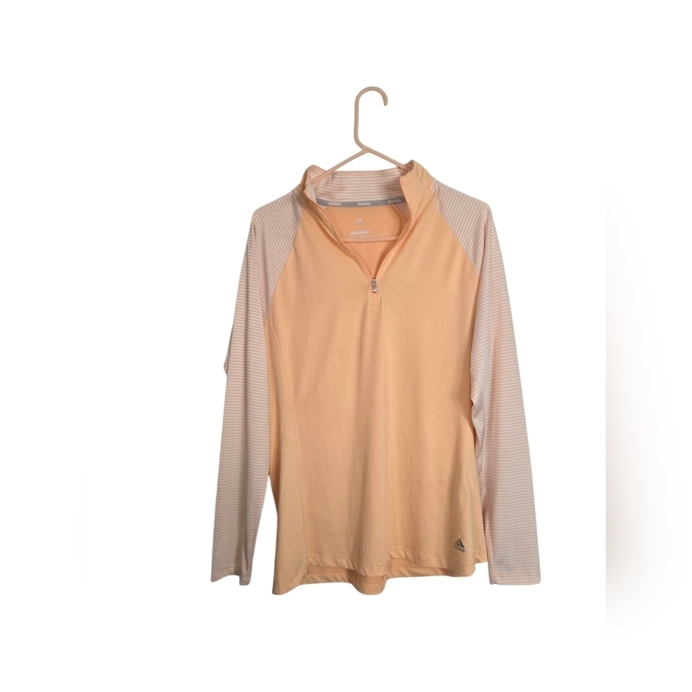 Adidas Women's Golf Pullover Mock Neck Quarter Zip Long Sleeve Large Peach Color